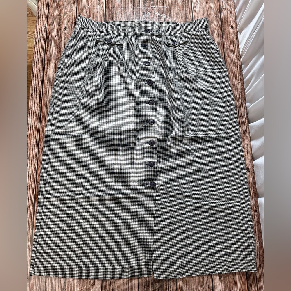 New York Clothing Co Women’s 24 Black Check Button Front Midi Skirt | SKU 0302